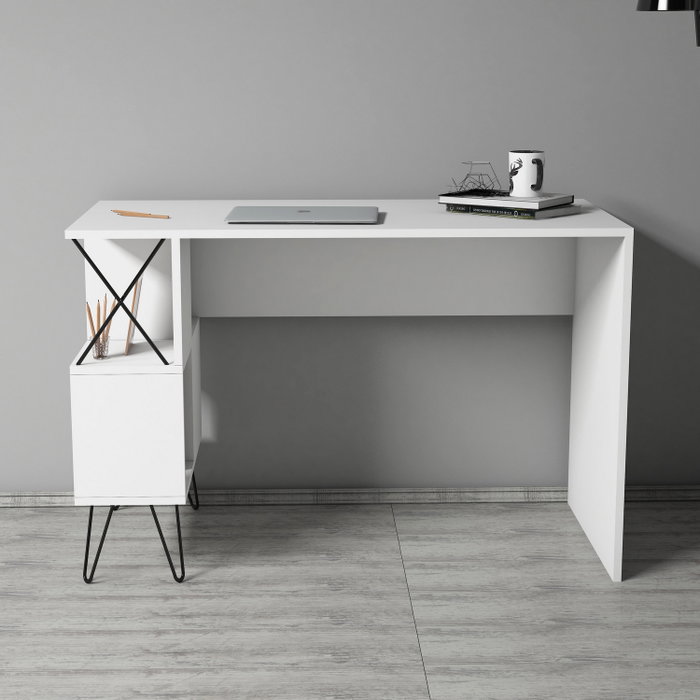 Hanah Home Mesa de Estudio con Estanterías - Blanco y Negro Hanah Home Mesa de Estudio con Estanterías - Blanco y Negro